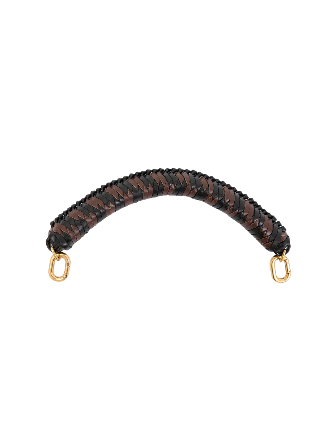 braided leather top handle in black and chocolate