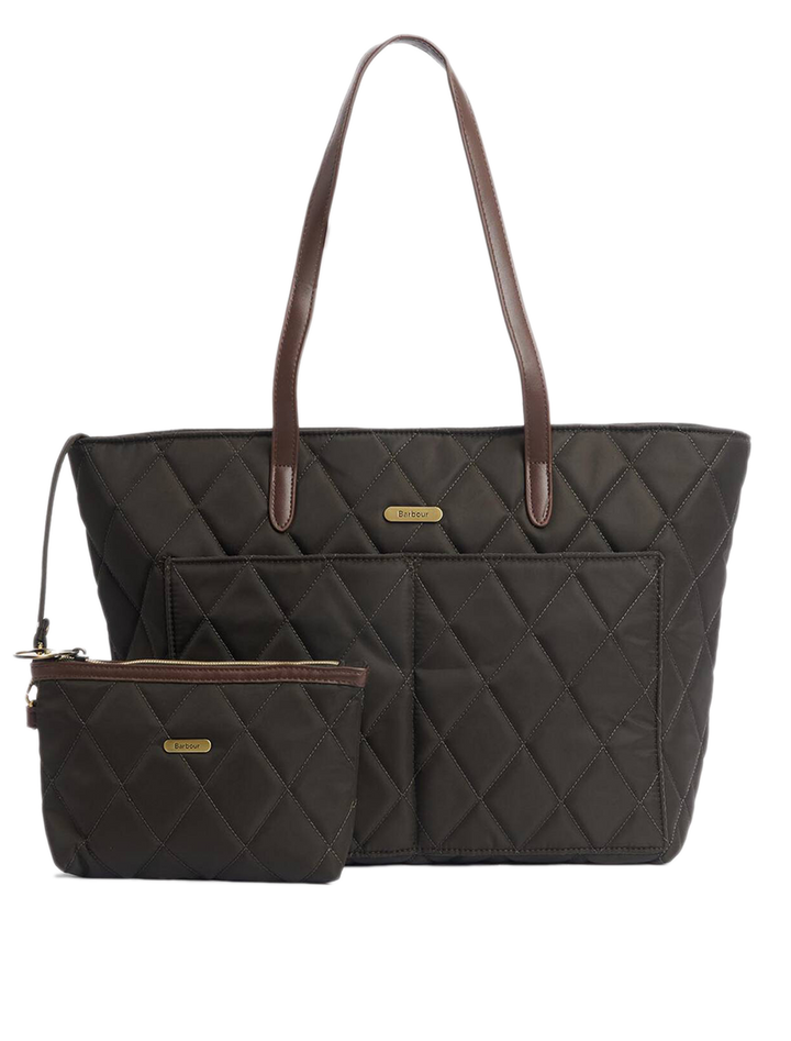 quilted tote bag in olive