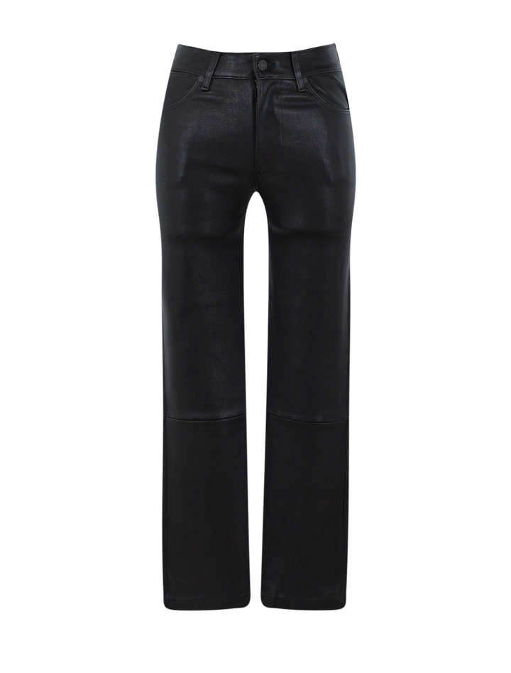 jen straight leather pant in black