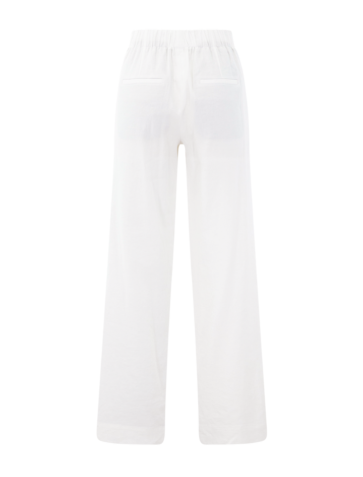 high rise pull on linen pant in offwhite