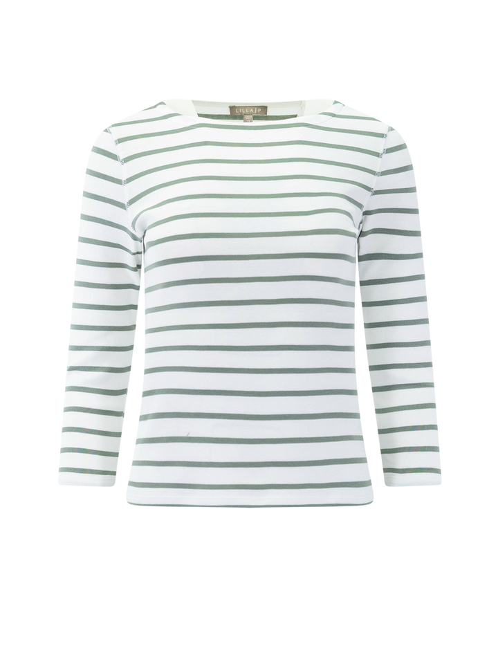 sage stripe boatneck tee