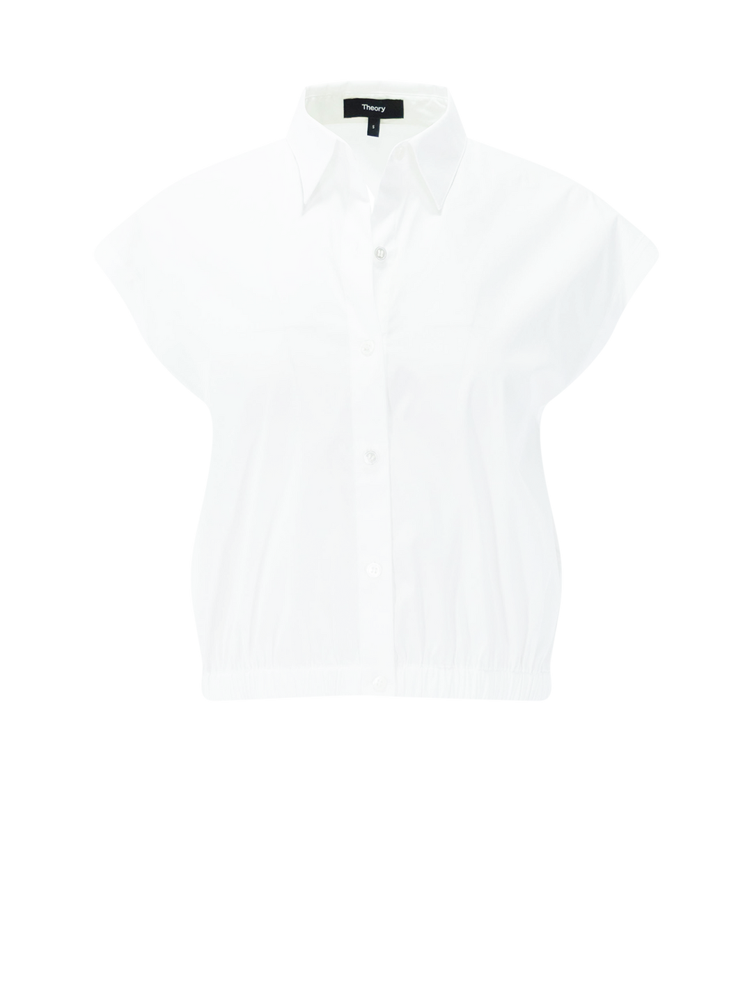 cap sleeve elastic hem shirt in white