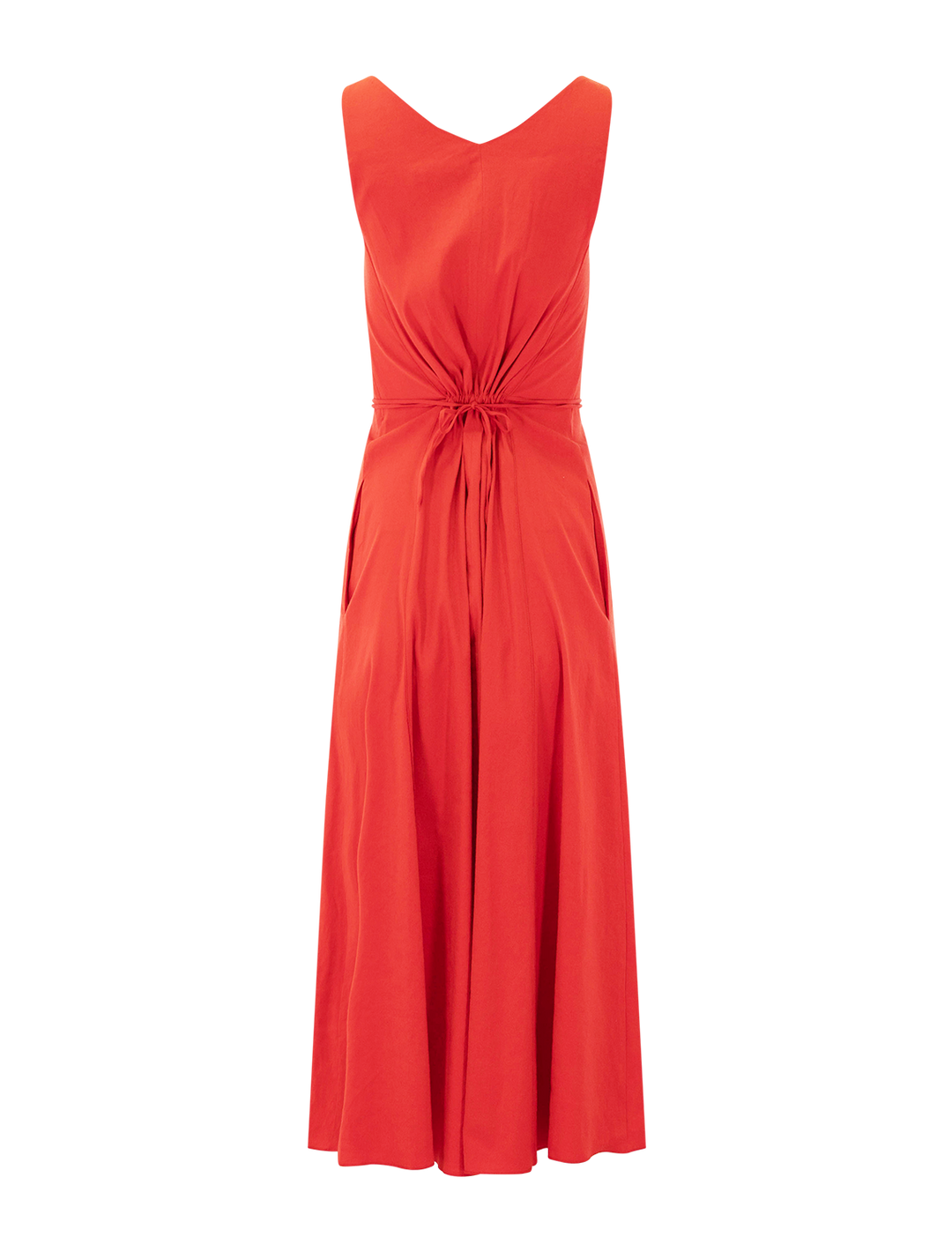 v-neck linen dress in poppy