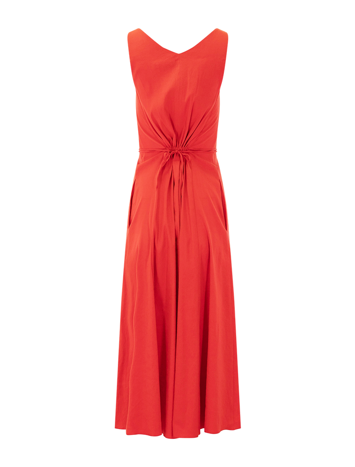 v-neck linen dress in poppy