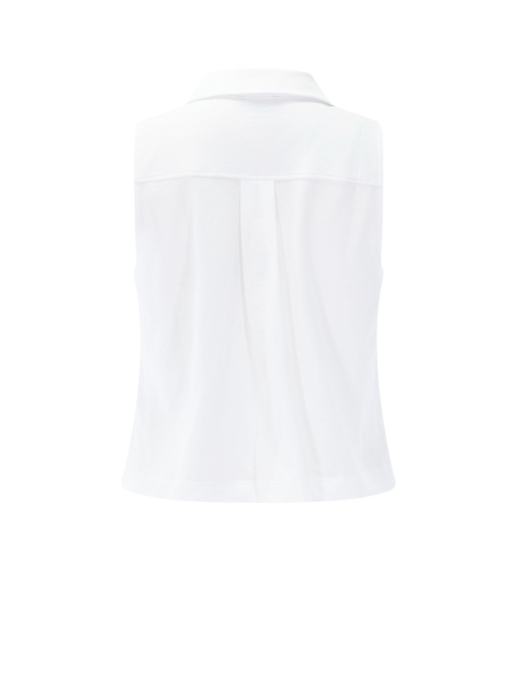 sleeveless polo top in white