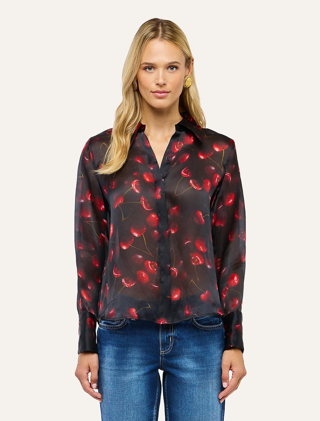 sona blouse in cherry crush print
