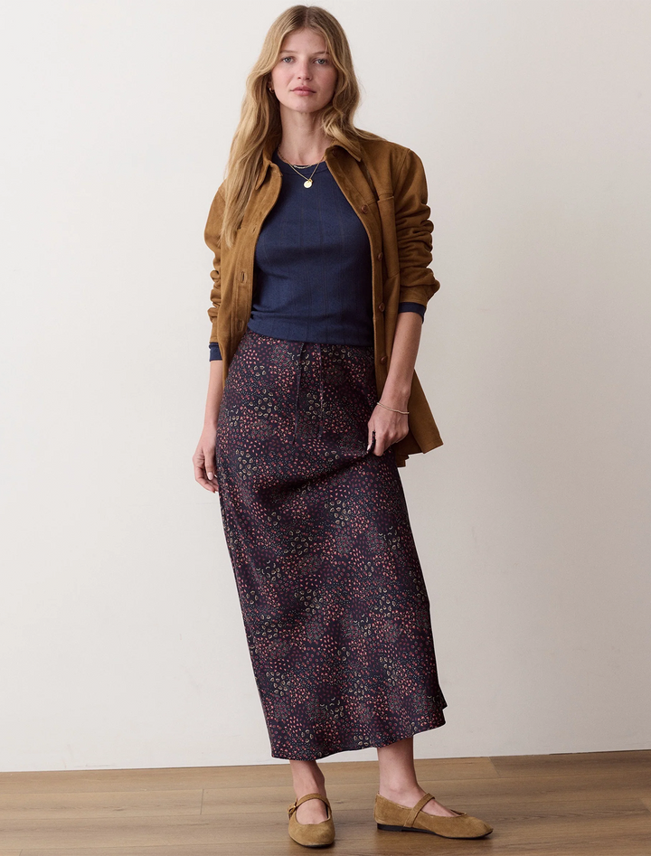 silvia maxi skirt in navy floral