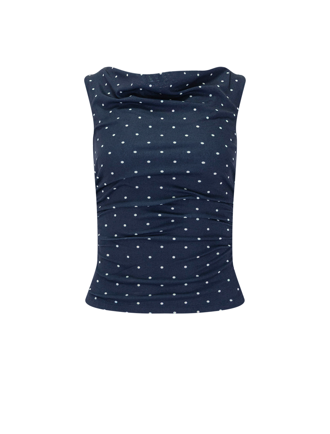 fete top in navy polka dots