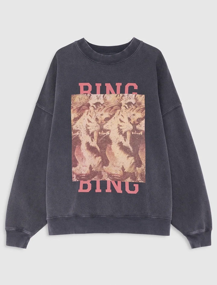 miles sweatshirt in washed black tiger bing