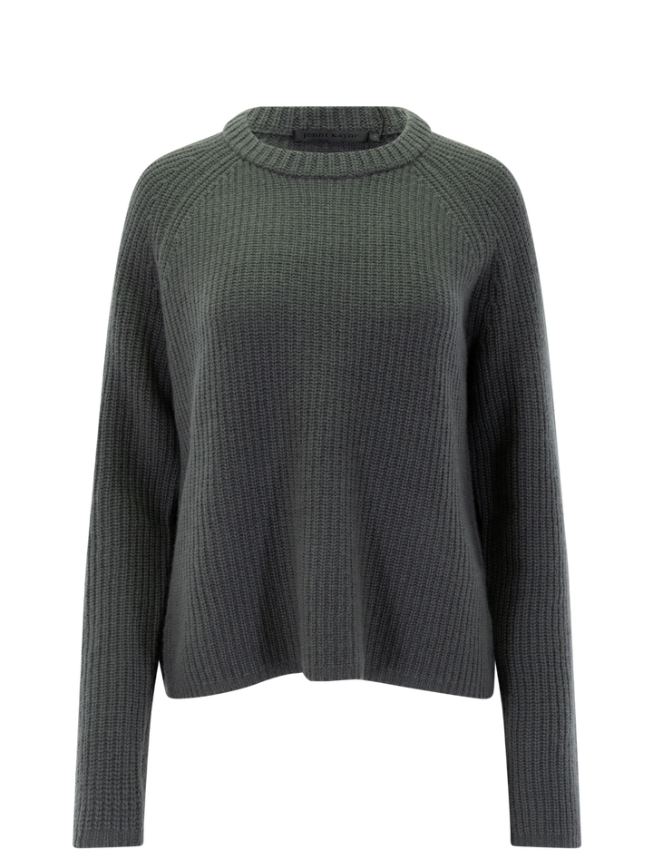 cashmere fishermans sweater in pewter green