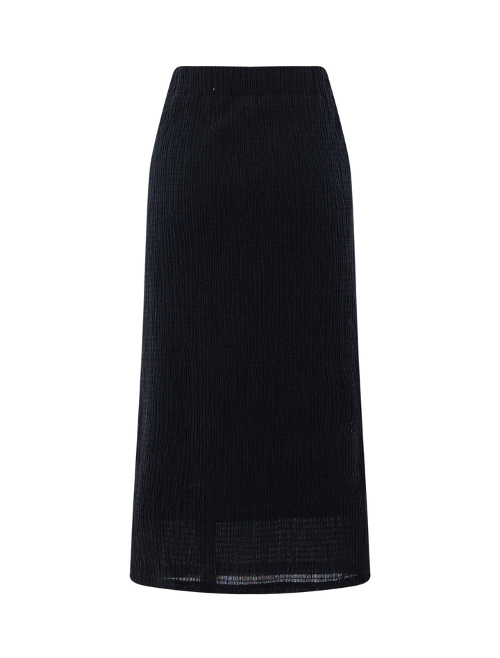 shadow grid midi skirt in black