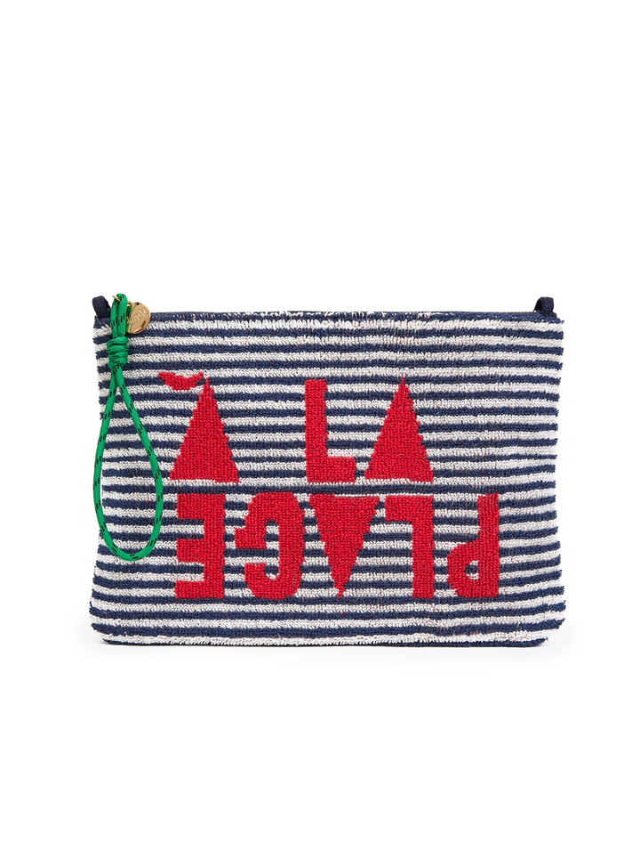 flat clutch with tabs in terry stripe a la plage