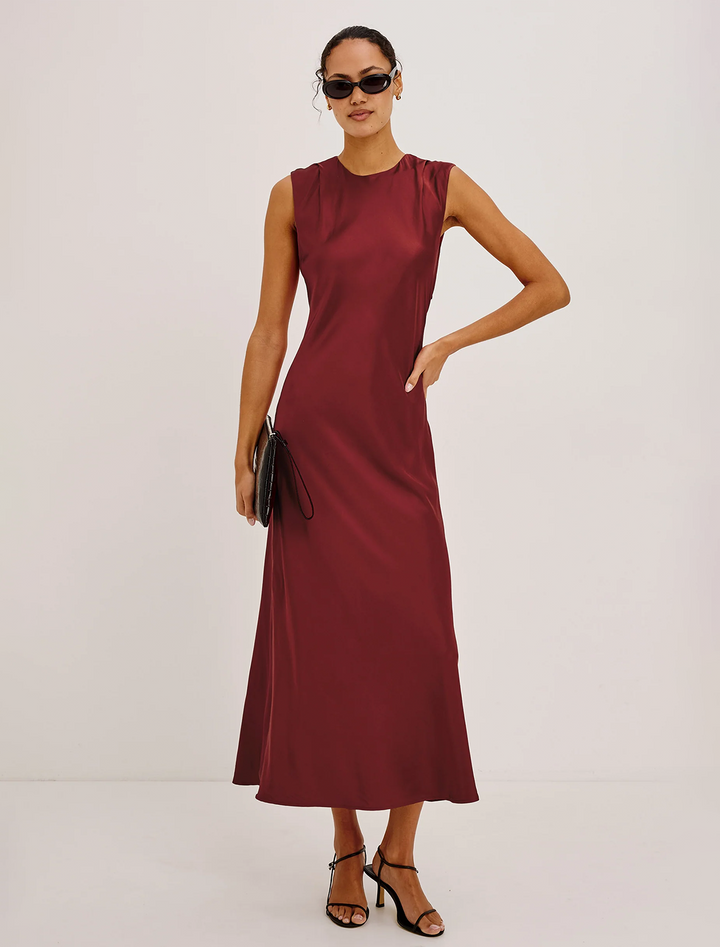 mira dress in crimson