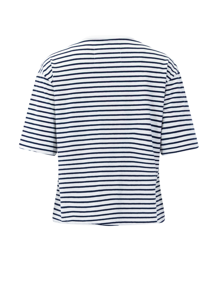 crew short sleeve tee in white and navy stripe