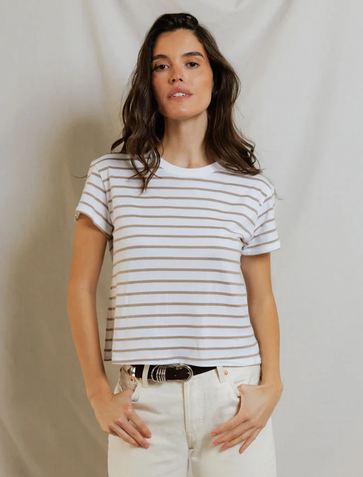 everett crewneck tee in driftwood stripe