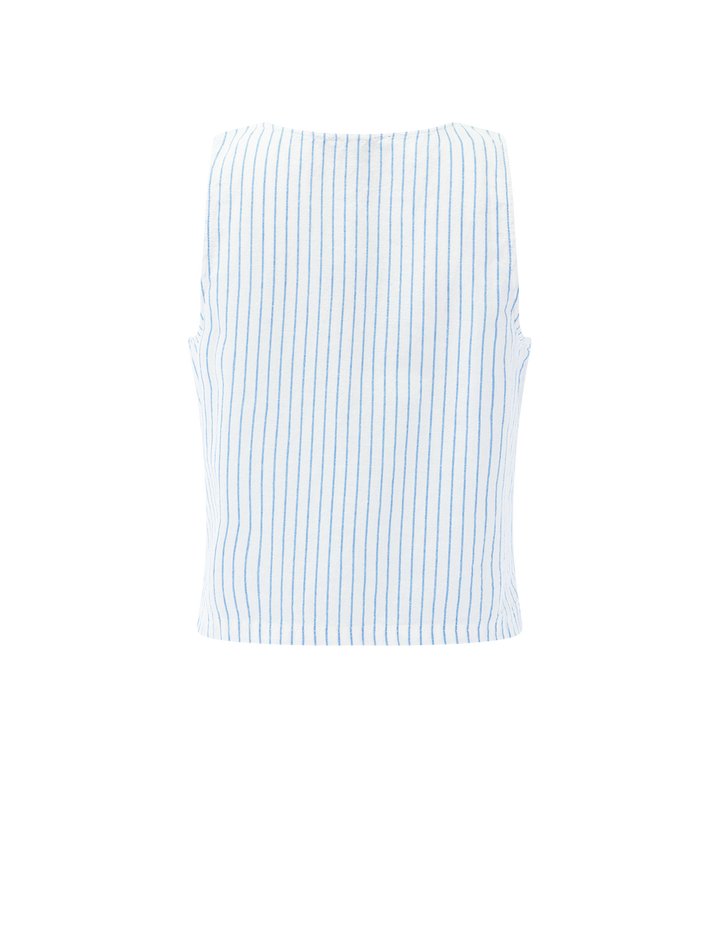 sleeveless zip top in capri stripe
