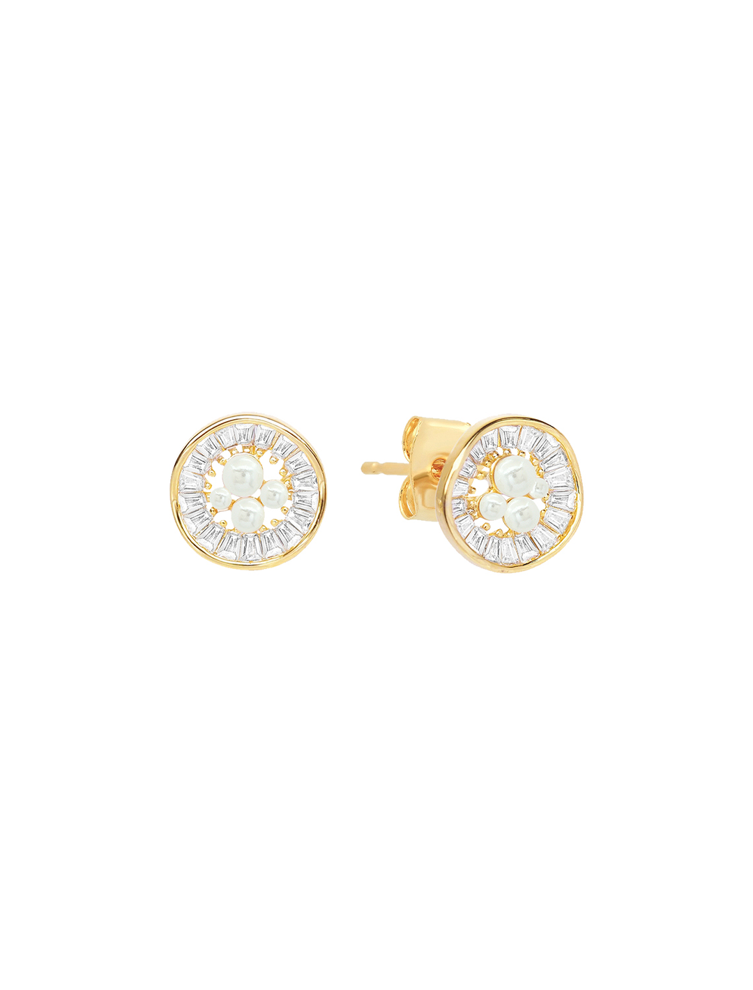baguette cz and pearl nest studs