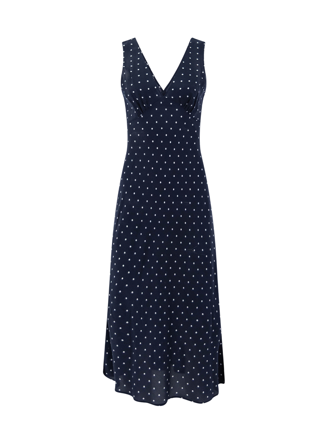 audrina dress in navy polka dots