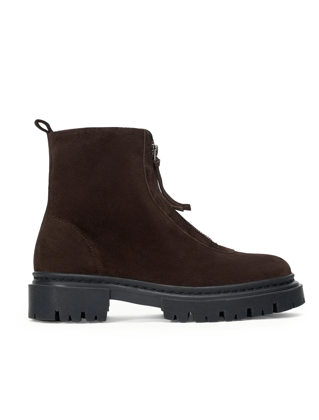 miles zip ankle boot in espresso suede