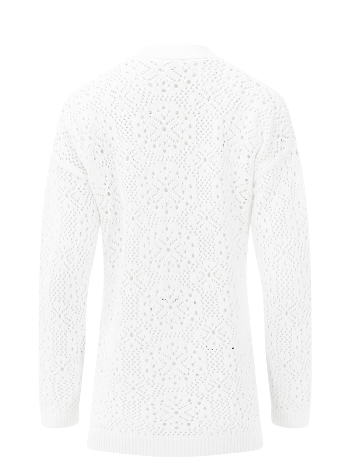 beckham crochet open cardigan in white