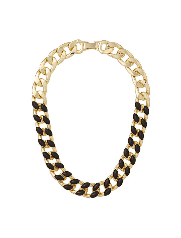 the studded wood link necklace