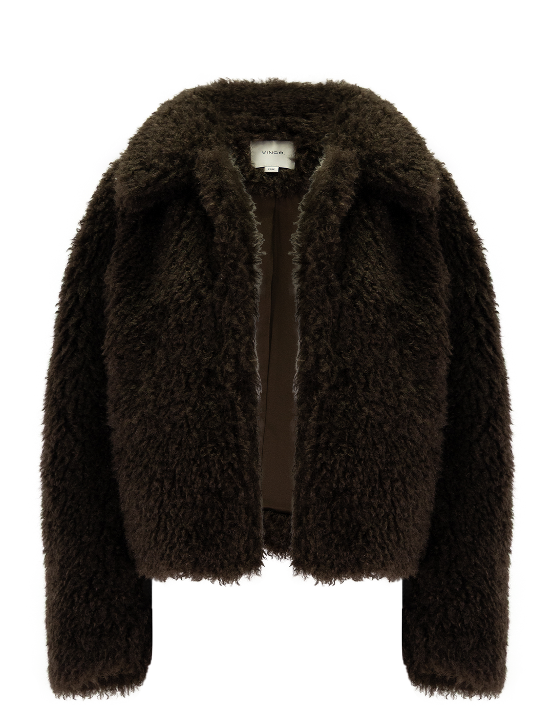 faux fur cropped jacket in pinewood