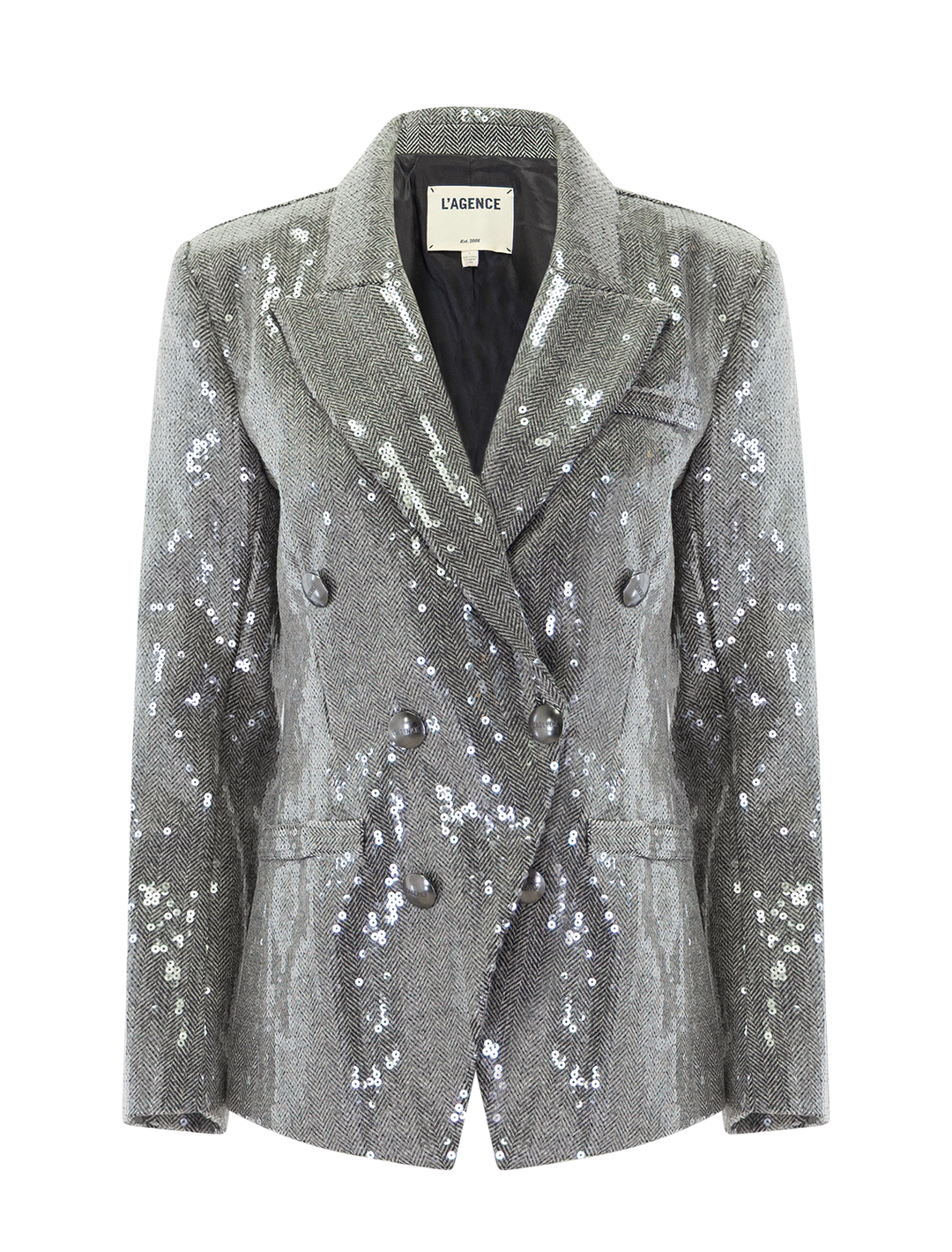 kyomi blazer grey herringbone and sequin