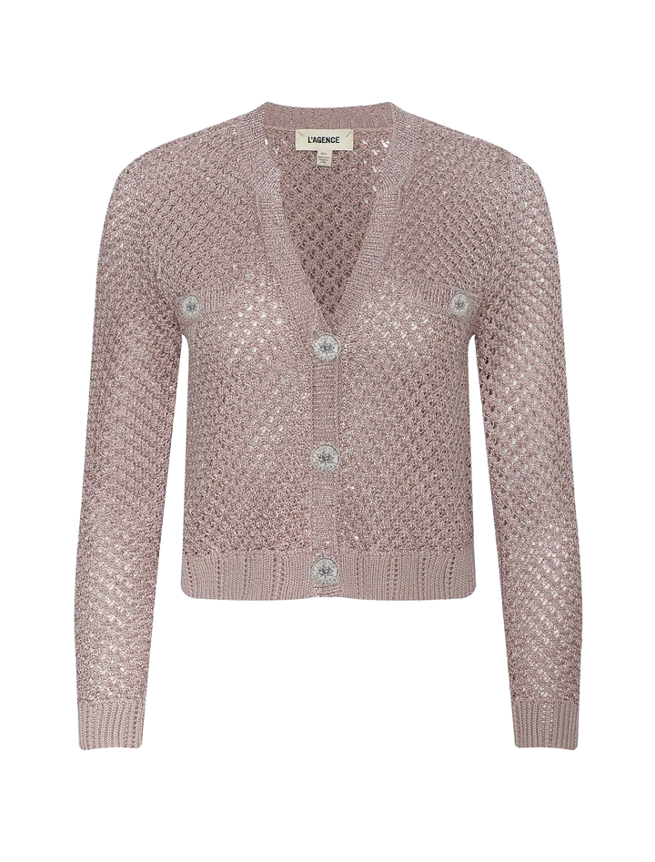 blanca sequin cardigan in adobe rose