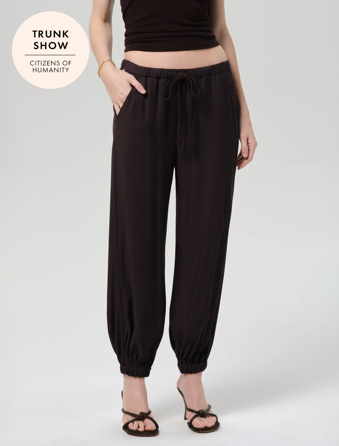 bubble pull on pant in brown