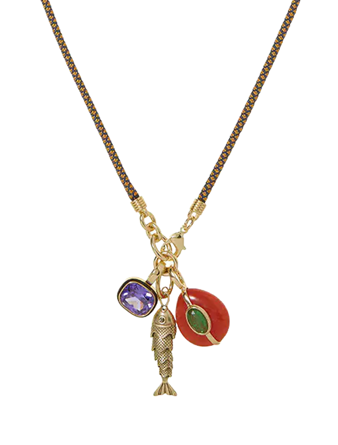 the cubic triple charm cord pendant necklace