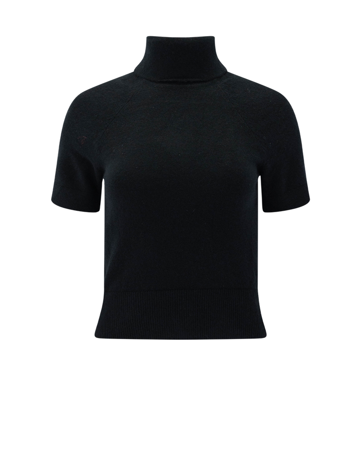 tori cashmere short sleeve turtleneck in black