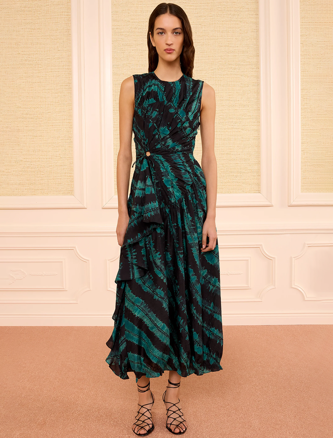 veda shibori dyed dress in malachite