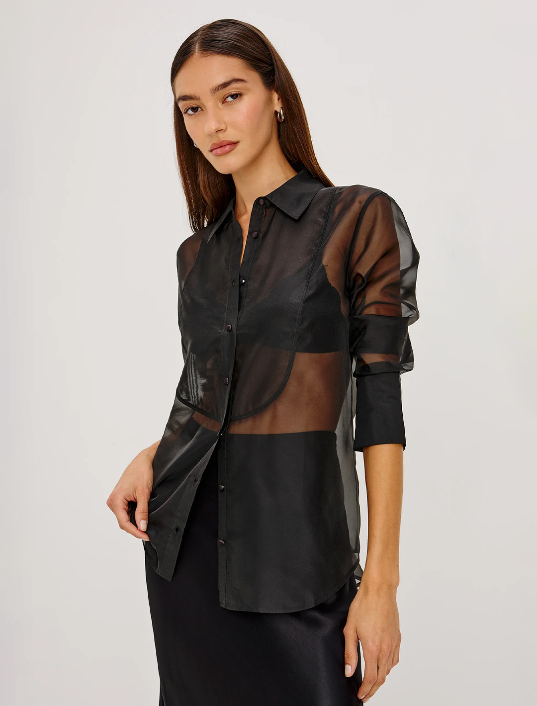 bretton black organza blouse