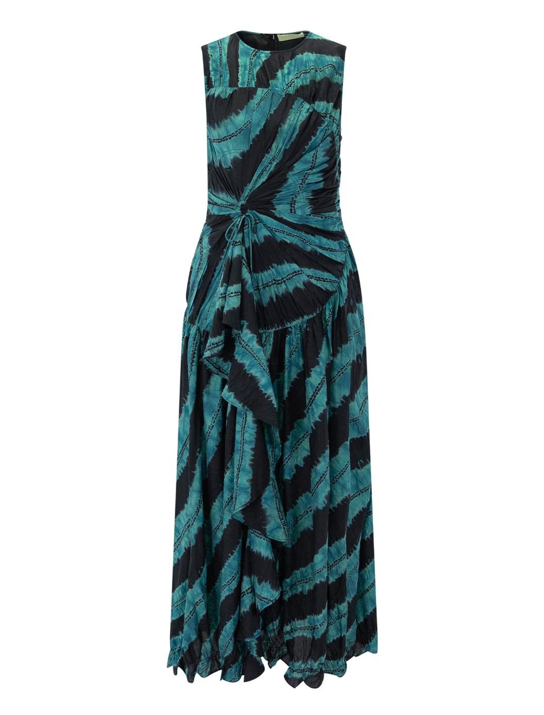 veda shibori dyed dress in malachite