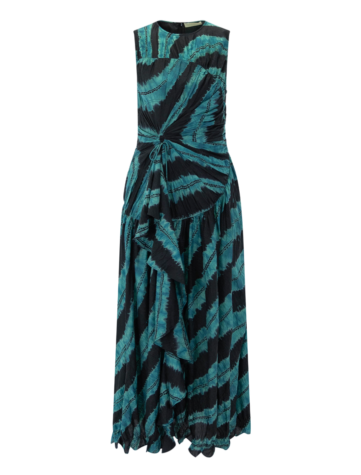veda shibori dyed dress in malachite