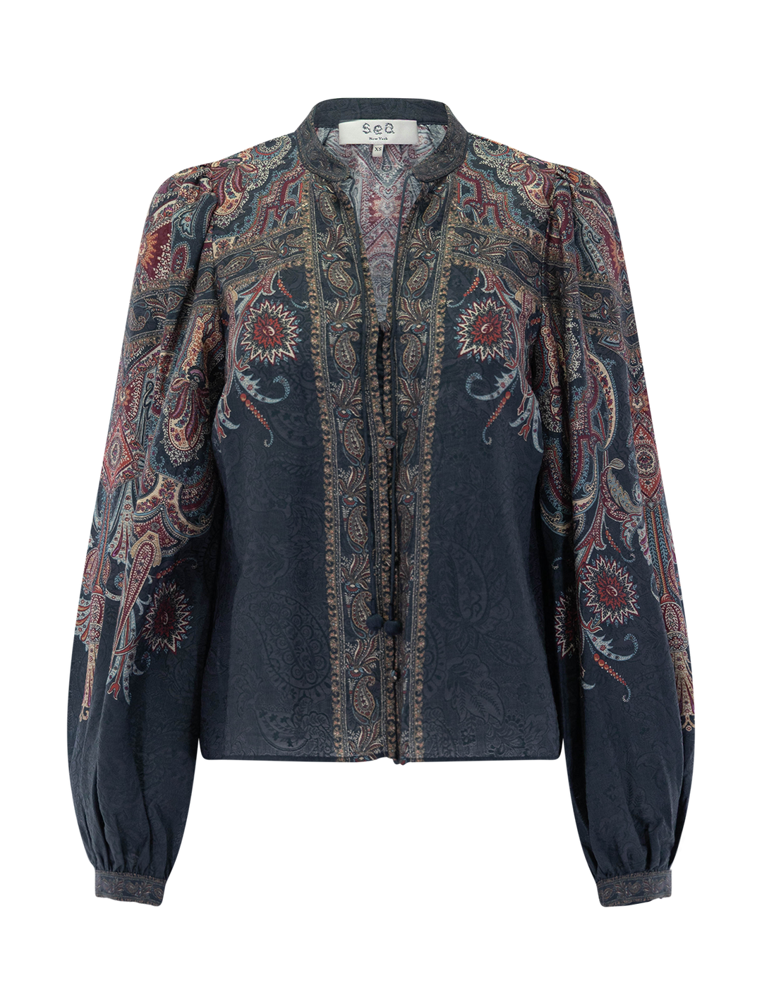hyacinth print blouse in navy