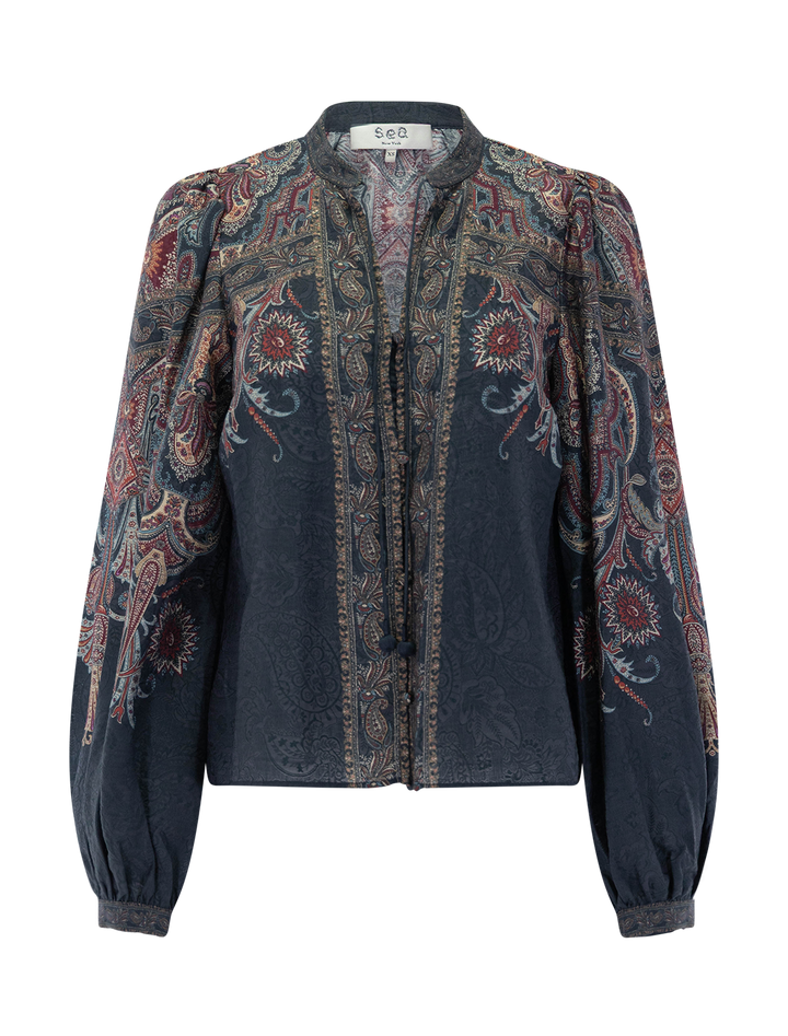 hyacinth print blouse in navy