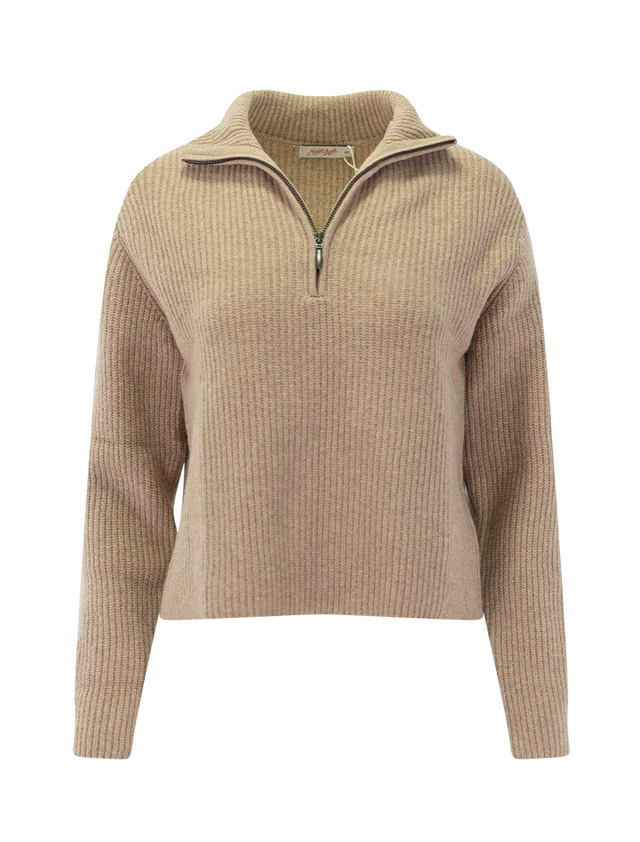 chalet quarter zip sweater in camel