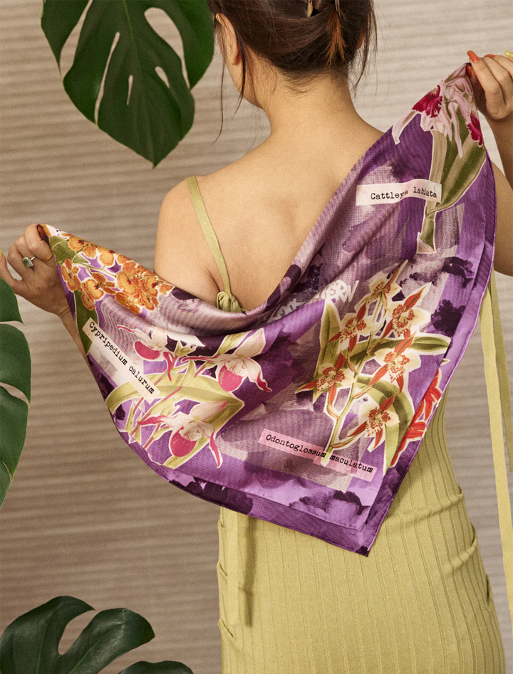 LP + NYBG Orchid on the Block scarf in purple