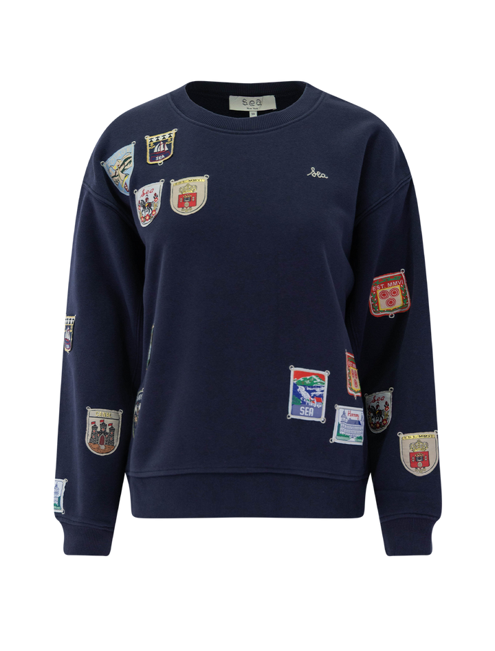 davis patchwork sweatshirt in navy