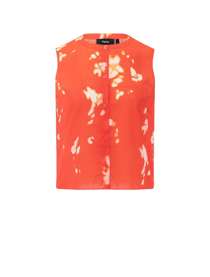 sleeveless shell in poppy shadow floral