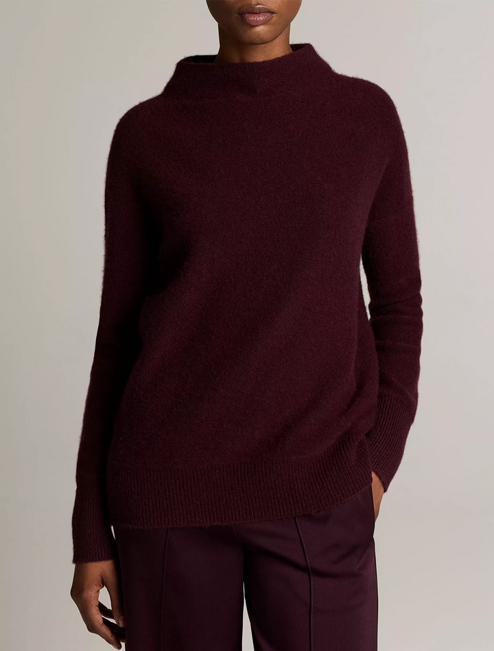 funnel neck pullover in blackberry