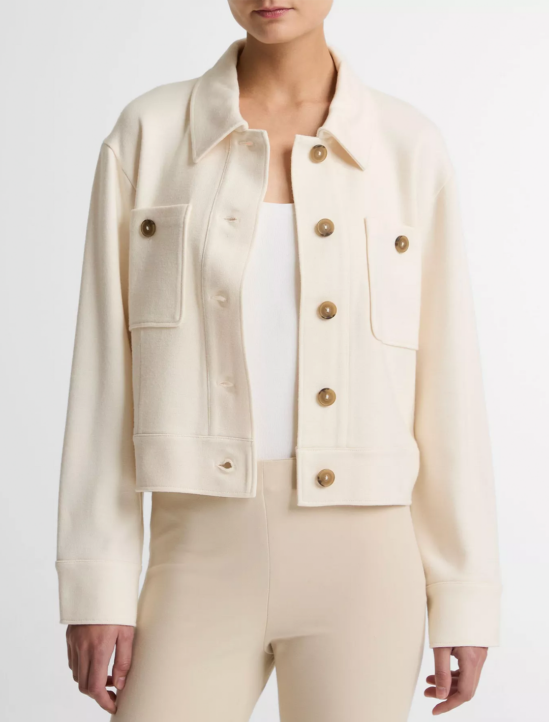 ponte knit jacket in offwhite