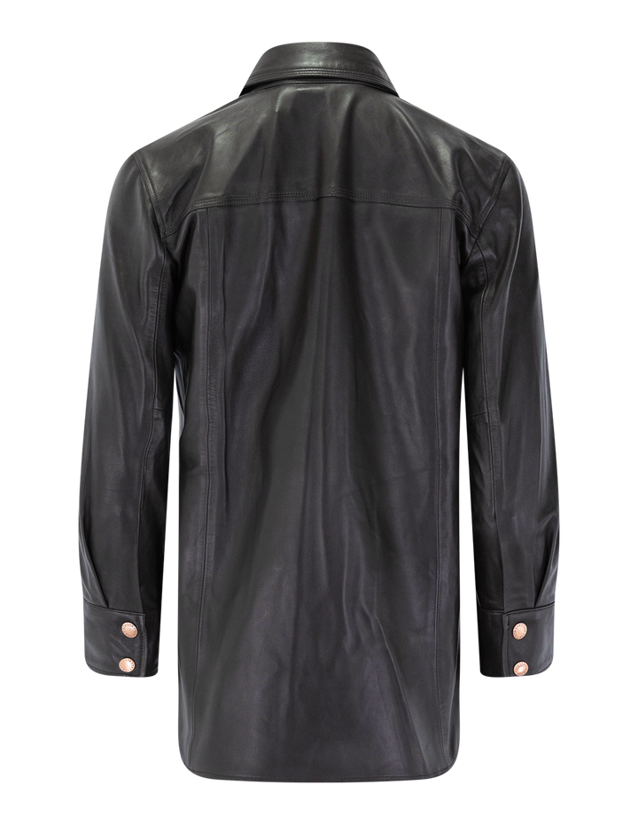 avina leather blouse in coffee bean