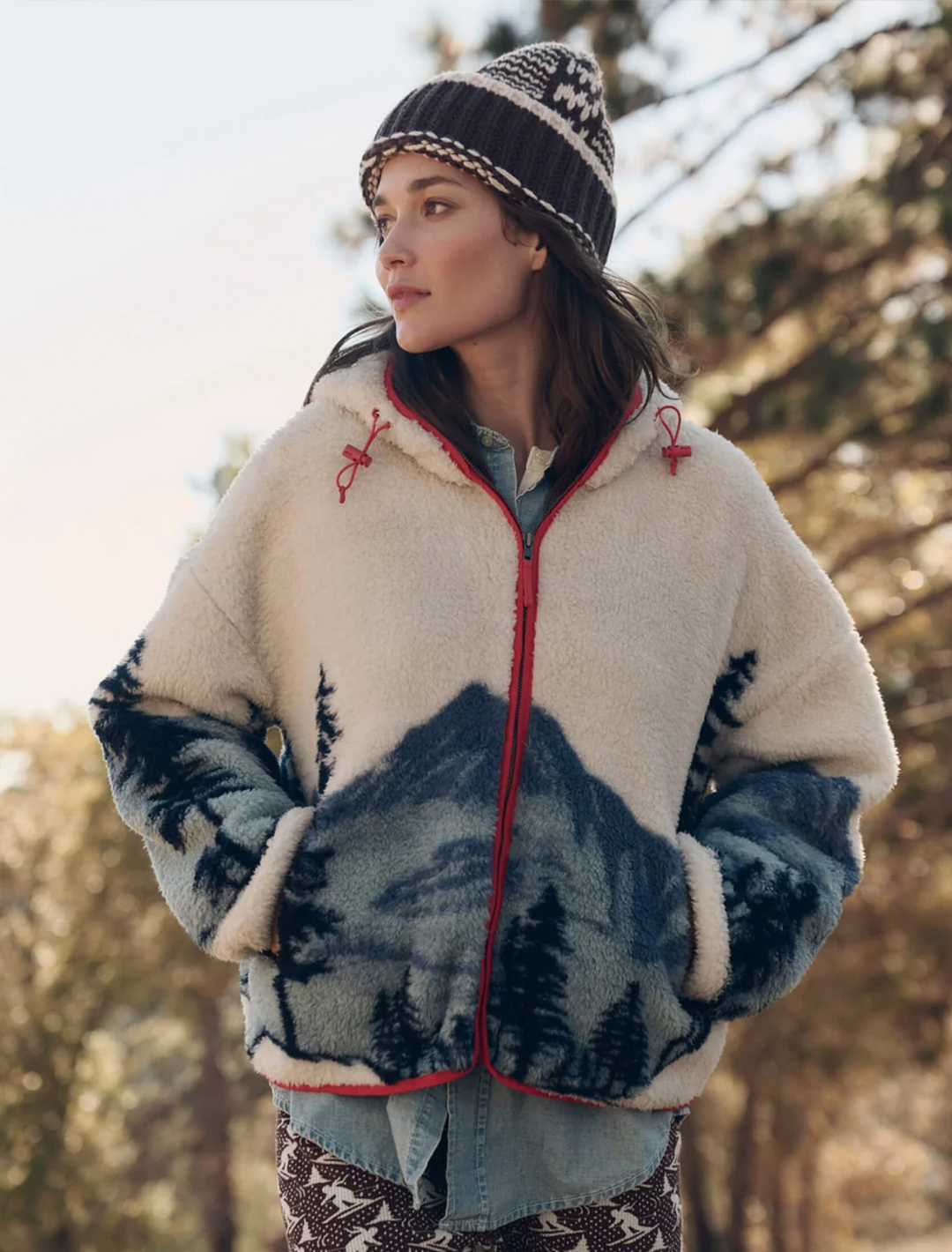 the plush horizon fleece in sno cap landscape
