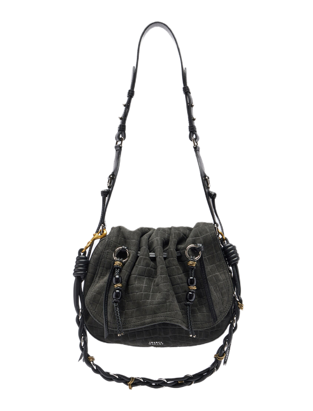 bolton bag in black croco suede