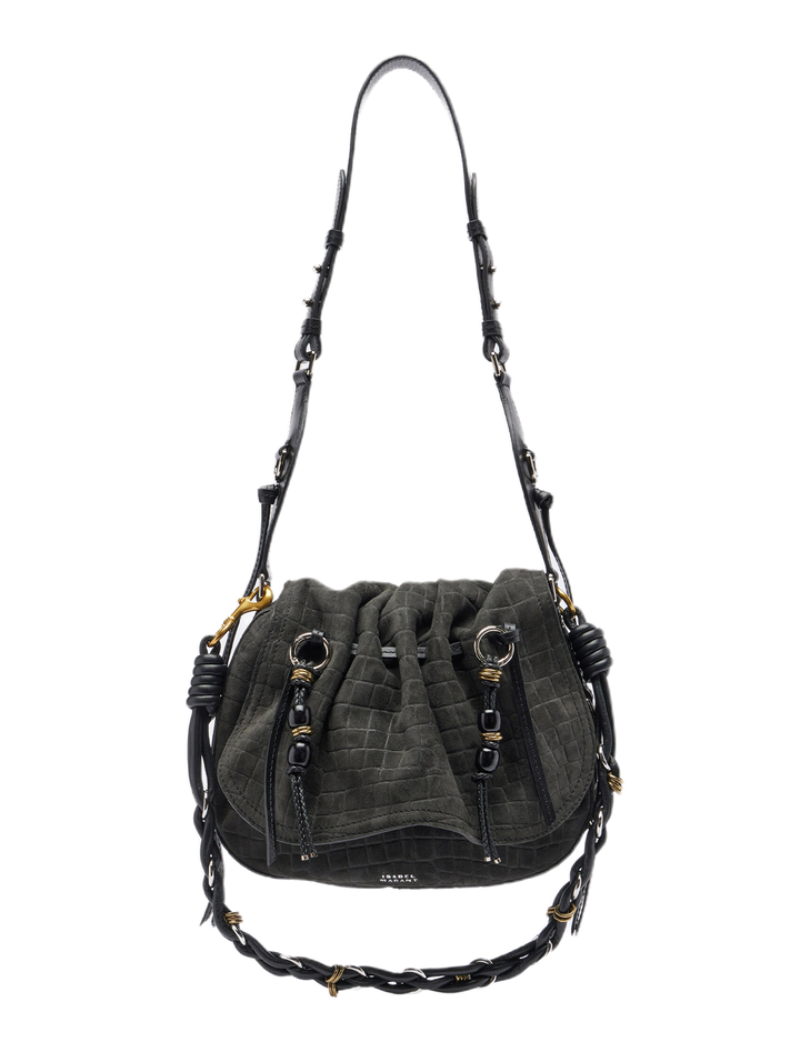 bolton bag in black croco suede
