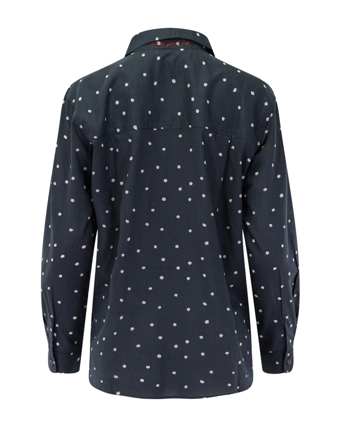 jane shirt in navy polka dot