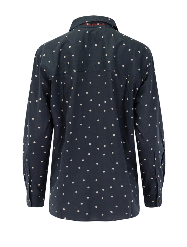 jane shirt in navy polka dot