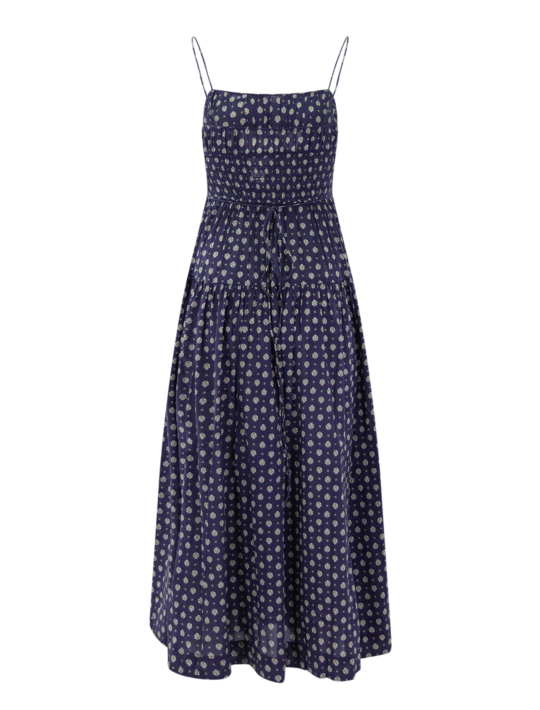 safia dress in navy cadiz foulard